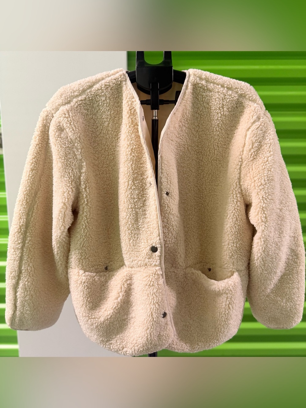Cream Sherpa Fleece Jacket - Women's Cozy Snap-Front Coat